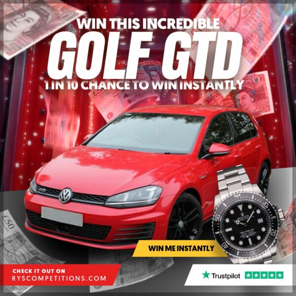 WIN A VW GOLF GTD + INSTANT WIN PRIZES (1 IN 10 CHANCE TO WIN)